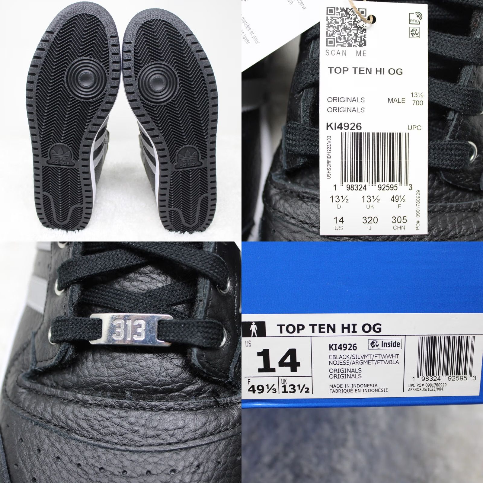 Adidas Adidas Basketball Shoes High Top Top Ten 90s Mens 14 Black Silver with Box OG "Motor City" KI4926 — 313 Day 2026 Release Size US S / EU 44-46 / 1 - 8 Thumbnail