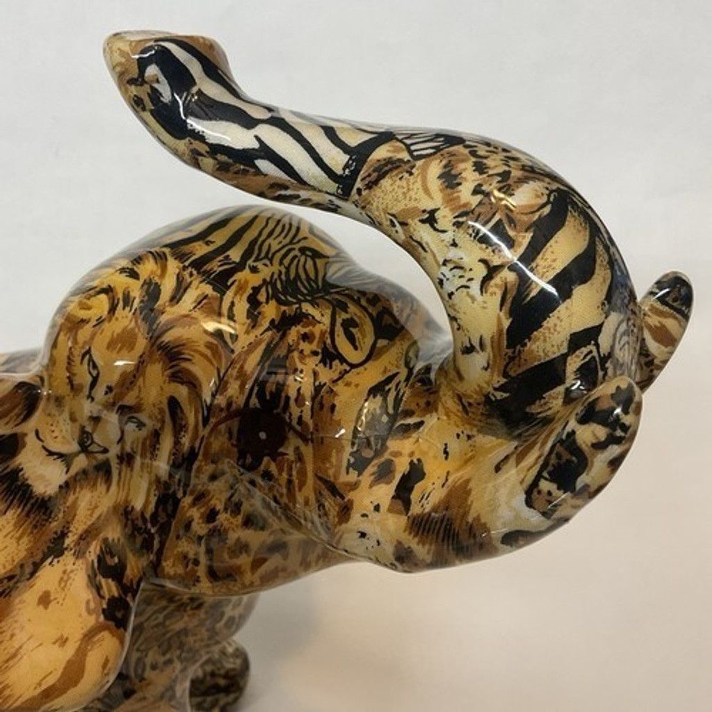 The Unbranded Brand NWOB Elephant Figurine Jungle Animal Print Safari Patchwork Size ONE SIZE - 10 Thumbnail