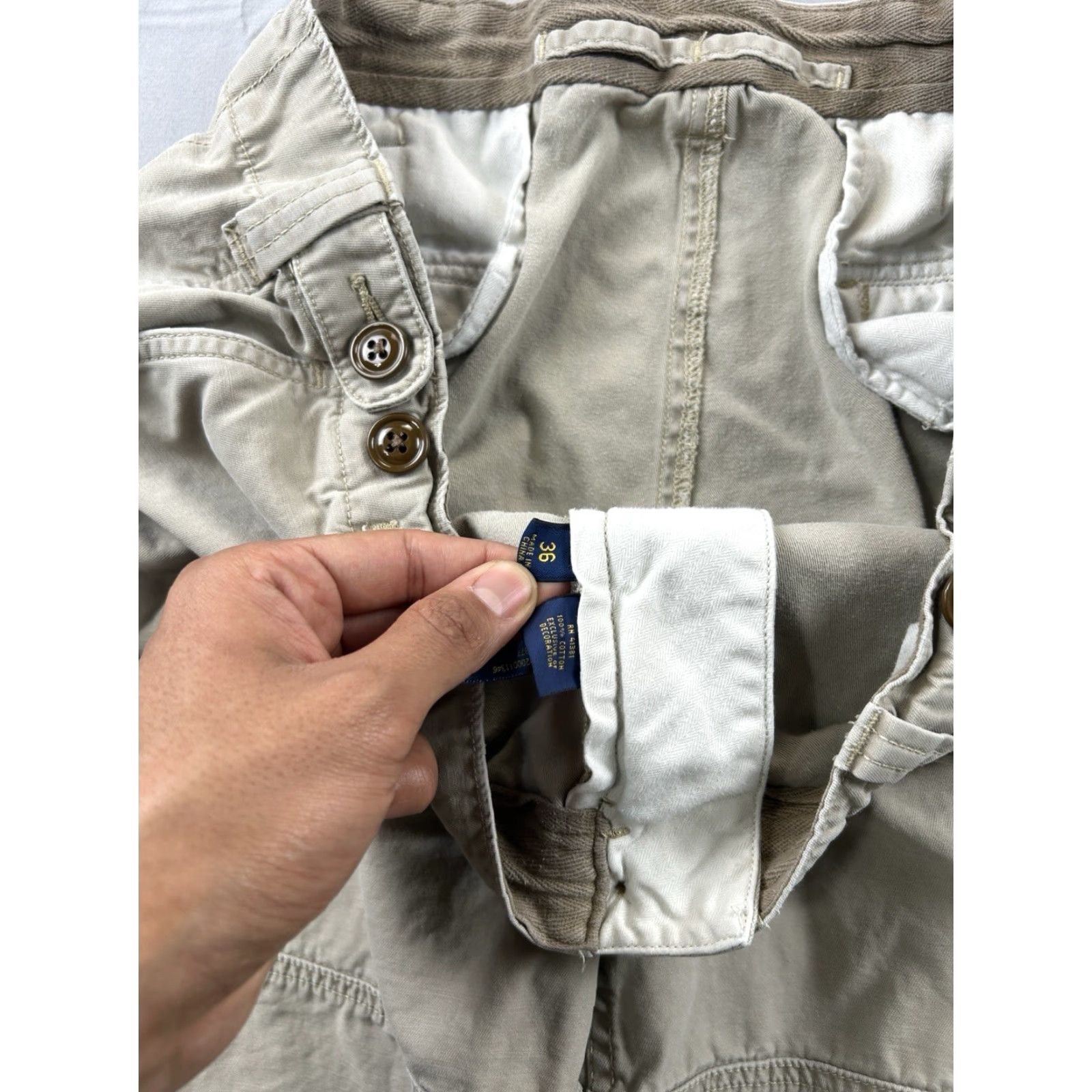Polo Ralph Lauren VINTAGE Polo Ralph Lauren Cargo Shorts Men 36 Beige Canvas Military Style Khaki Cargo Utility Size US M / EU 48-50 / 2 - 4 Thumbnail
