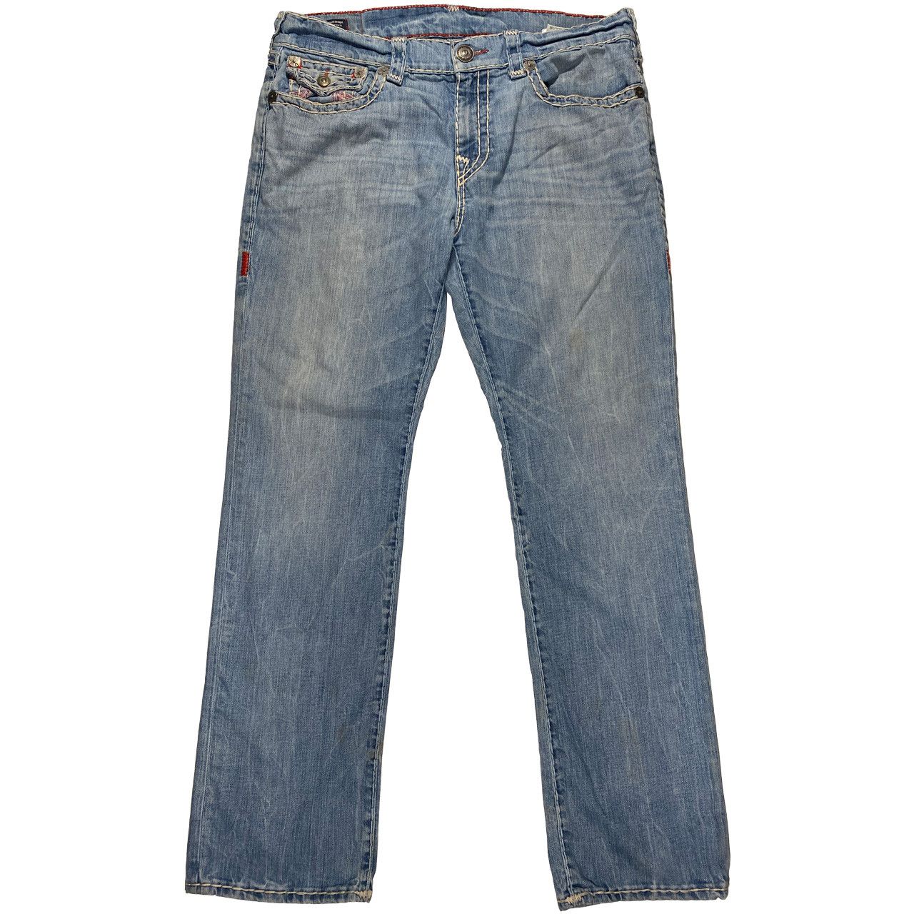 True Religion True Religion Ricky w/ Flaps Red Stitch Relaxed Jeans 38x32 Size US 38 / EU 54 - 2 Thumbnail
