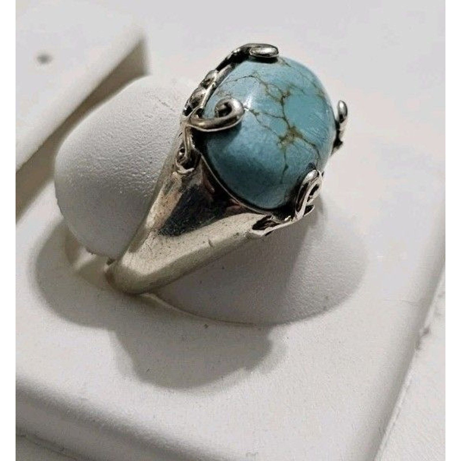Sterling Silver Blue Stone 925 Silver Ring Size 9 Size ONE SIZE - 2 Thumbnail
