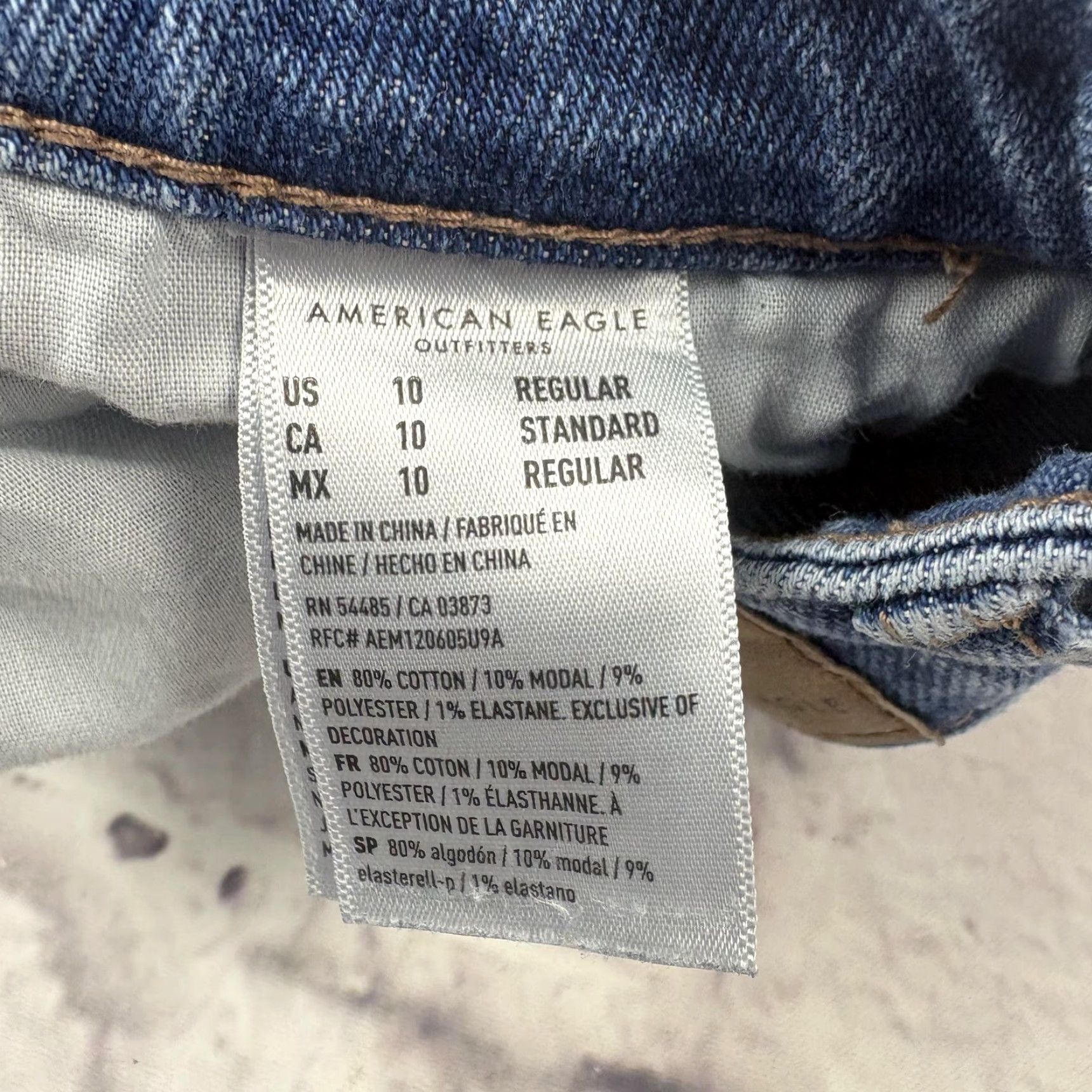 American Eagle Outfitters American Eagle Jeans Womens 10 Blue High Rise Straight Distressed Stretch 30x26 Size 32" / US 10 / IT 46 - 6 Thumbnail