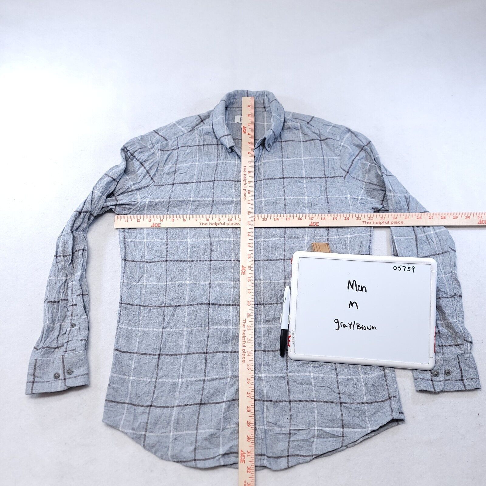 Croft & Barrow Croft & Barrow Windowpane Flannel Shirt Mens Size L Gray Size US L / EU 52-54 / 3 - 6 Thumbnail