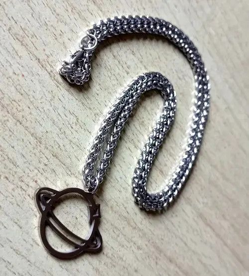 Designer × Japanese Brand Punk Shine Star Planet Stainless Steel Silver Necklace Size ONE SIZE - 1 Thumbnail
