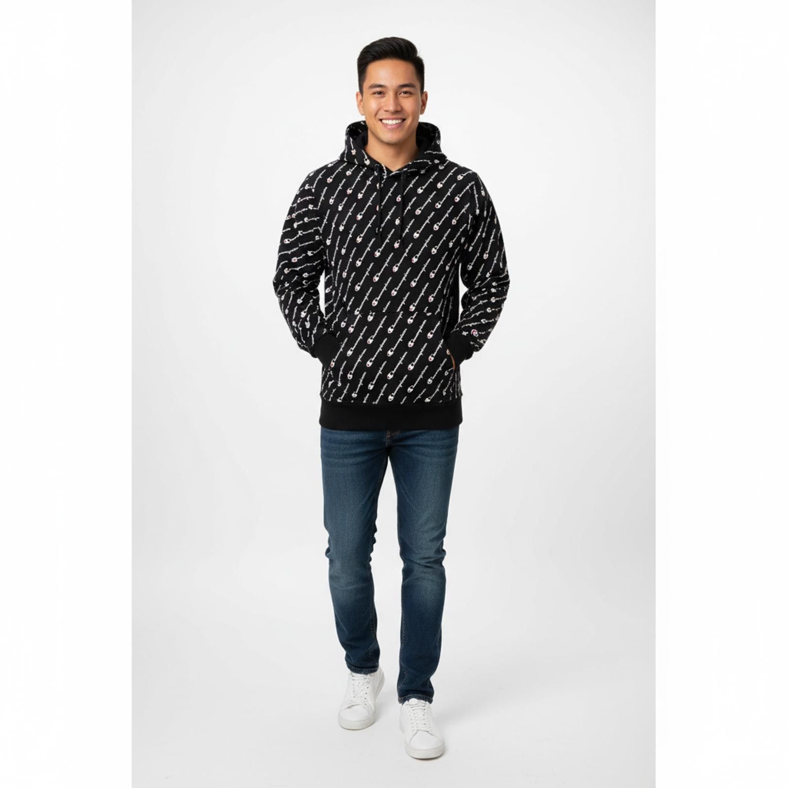 Champion Champion Men's Black All-Over Logo Hoodie Size US S / EU 44-46 / 1 - 1 Thumbnail