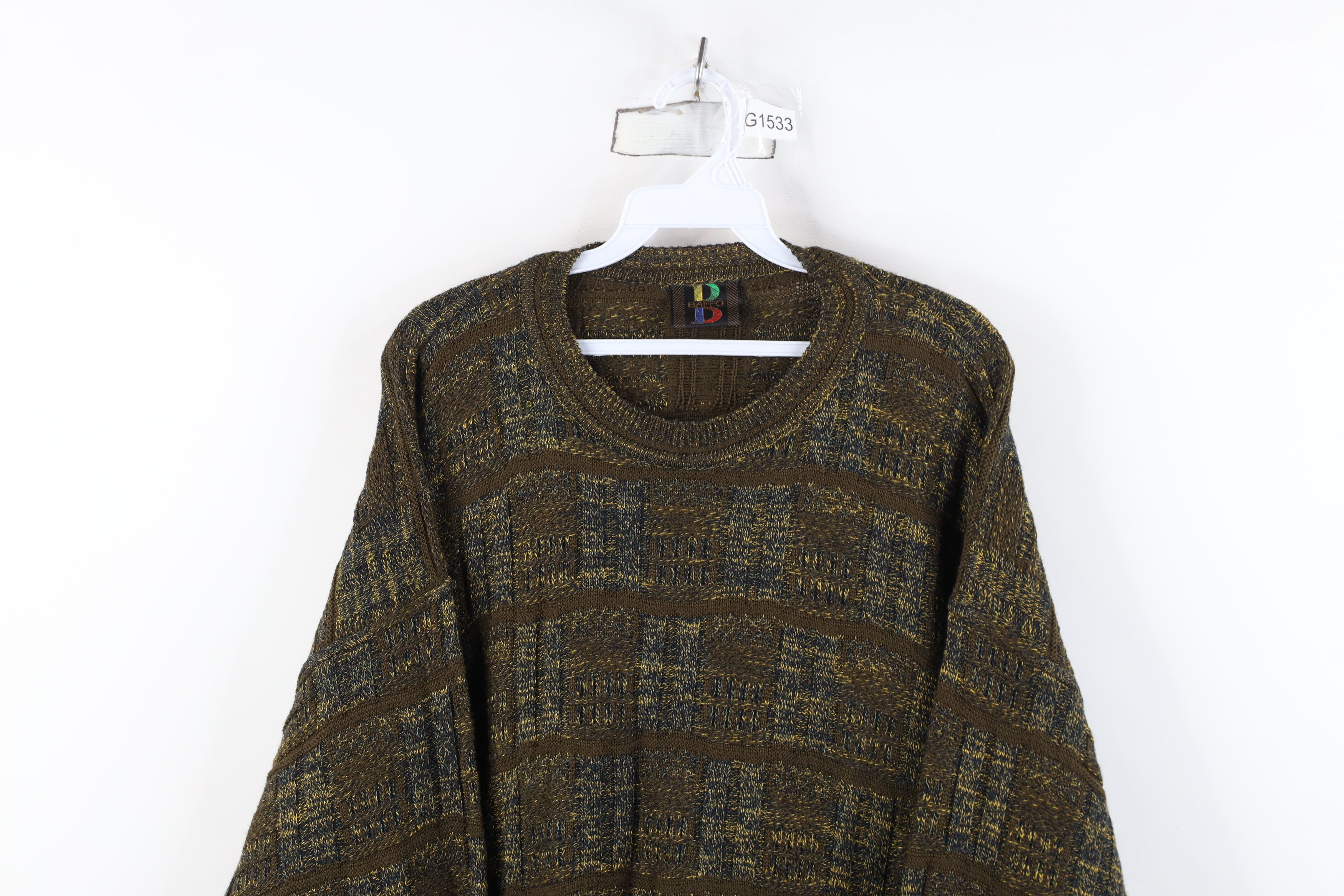 Vintage Vintage 90s Streetwear Tone Knit Crewneck Sweater Plaid Size US L / EU 52-54 / 3 - 2 Thumbnail