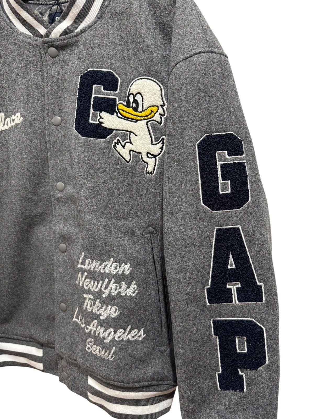 Gap × Palace Palace x Gap Varsity Jacket Grey Size US M / EU 48-50 / 2 - 2 Thumbnail