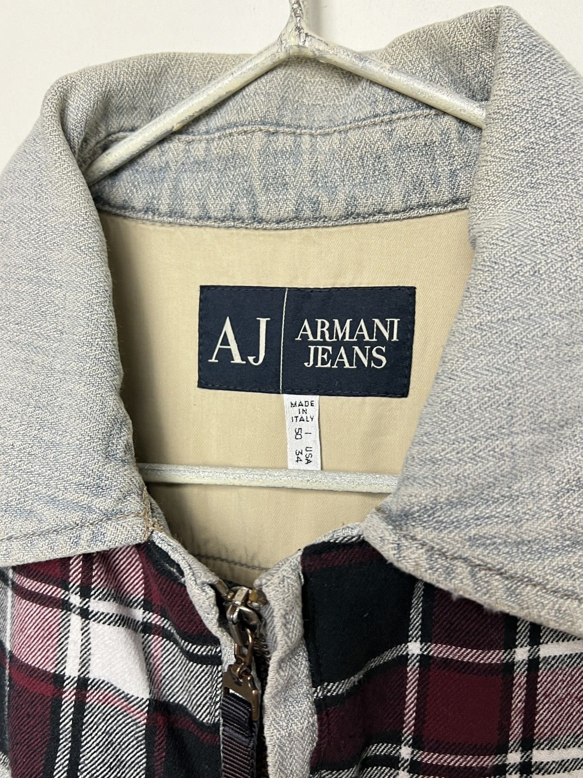 Giorgio Armani armani y2k archive hemp moto tartan work jacket Size US M / EU 48-50 / 2 - 5 Thumbnail
