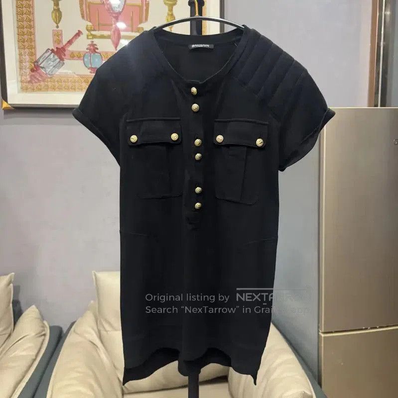 Balmain Black Cotton Women's T-Shirt .