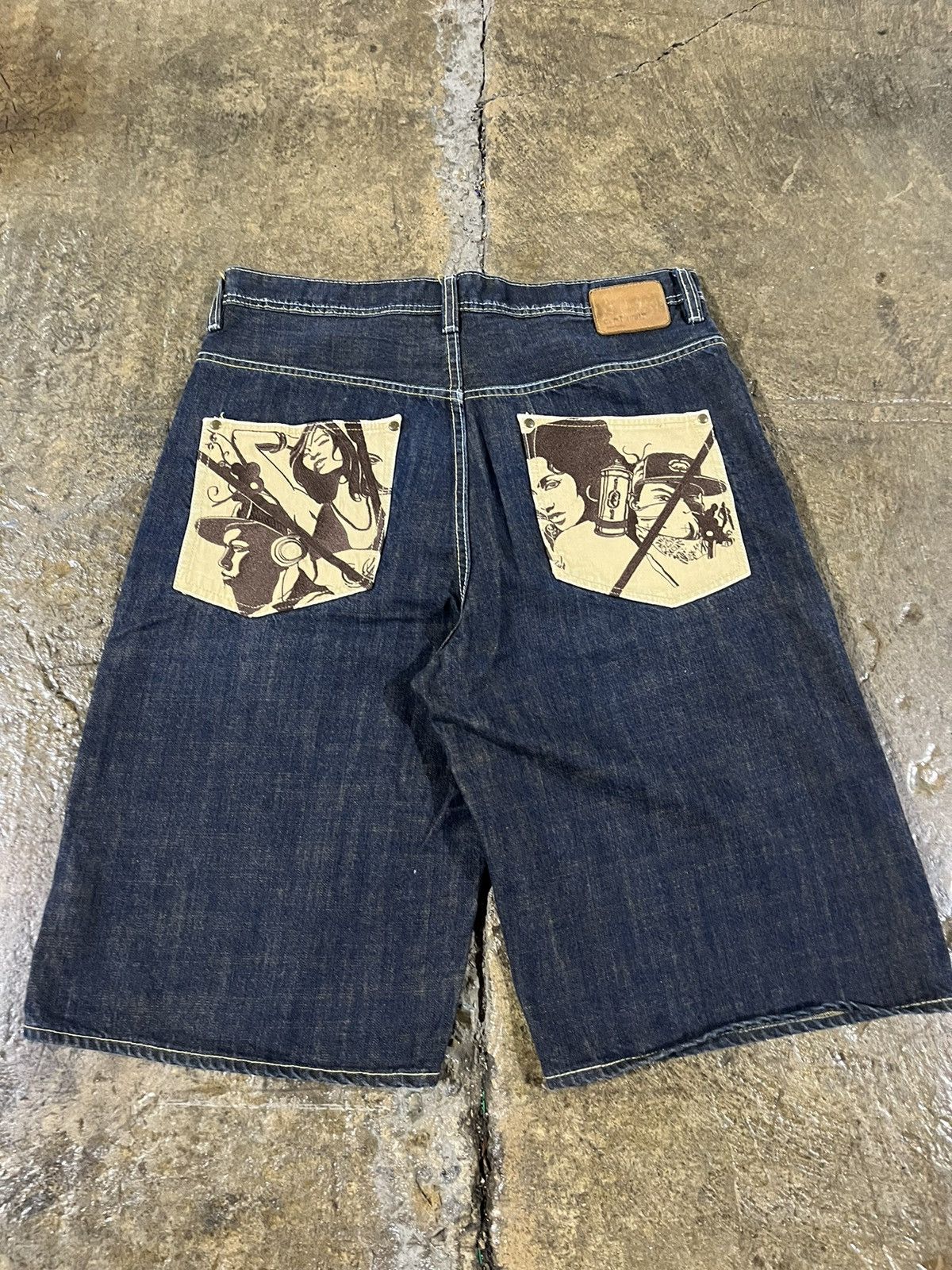 Ecko Unltd. × JNCO × Vintage Crazy Y2K Ecko UNLTD Graffiti Jorts Baggy Skater Shorts JNCO Size US 36 / EU 52 - 3 Thumbnail