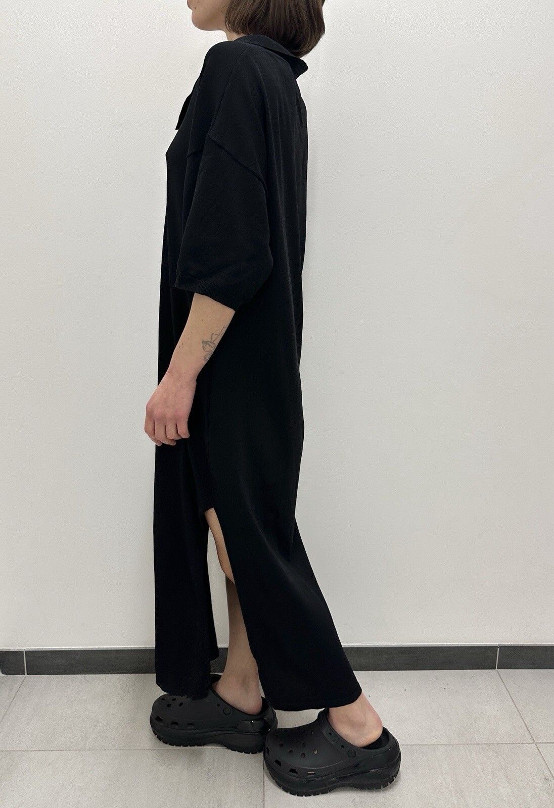 Toteme Toteme Belize Jersey Midi Knit Collared Rayon Dress Black Size S / US 4 / IT 40 - 9 Thumbnail