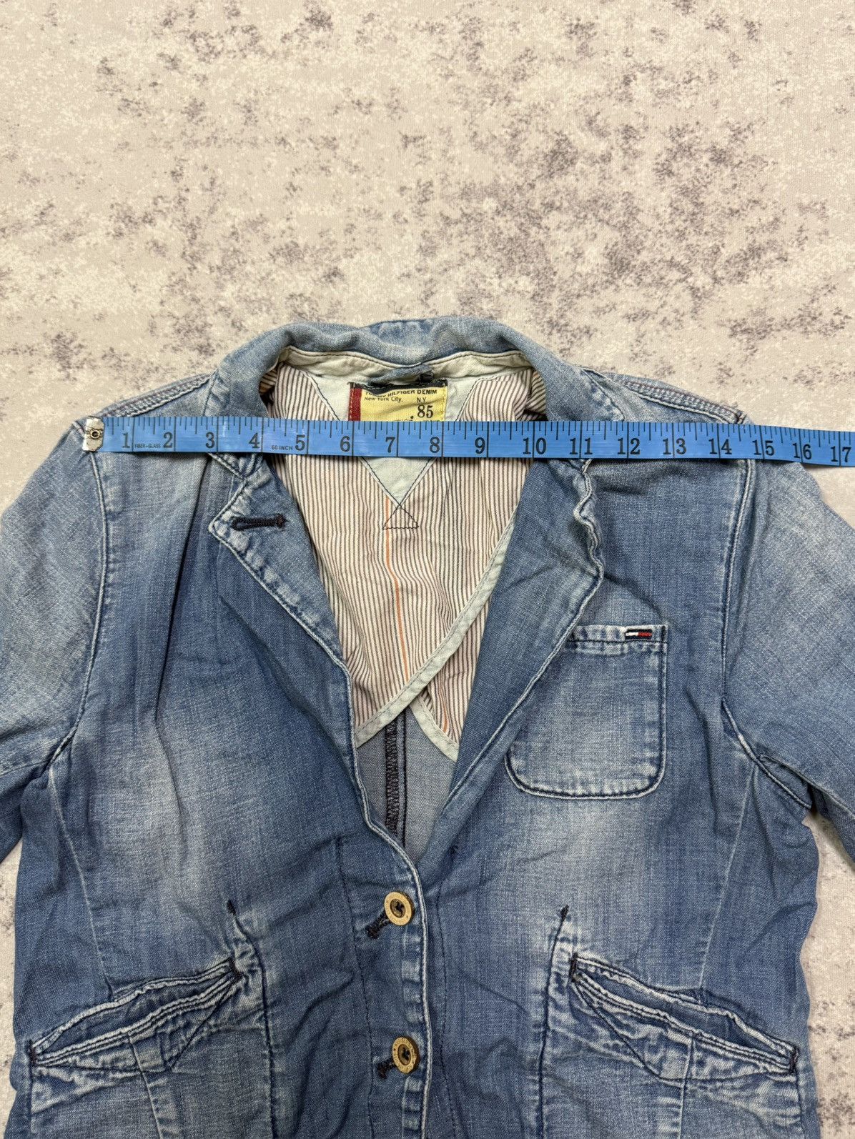 Tommy Hilfiger Tommy Hilfiger light wash denim blazer jacket patch pocket Size XS / US 0-2 / IT 36-38 - 18 Thumbnail