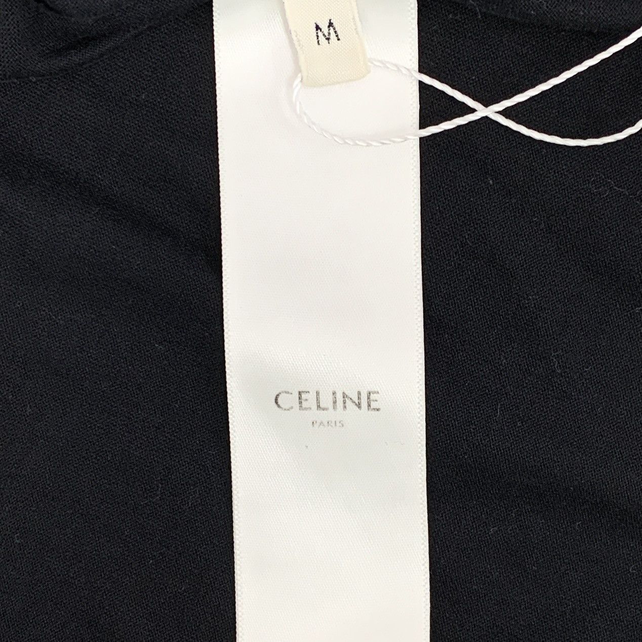 Celine Celine Black Triomphe Printed Cotton Crew Neck T-Shirt K26WX Size M / US 6-8 / IT 42-44 - 7 Thumbnail