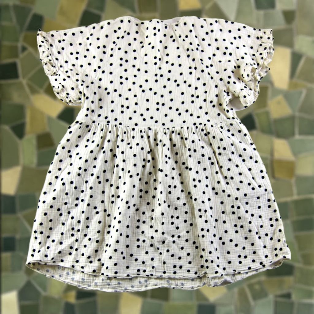 Madewell Madewell Dress Cotton Gauze Ivory Black Polka Dot Smock Pocket Ruffle Sleeve XL Size XL / US 12-14 / IT 48-50 - 1 Thumbnail