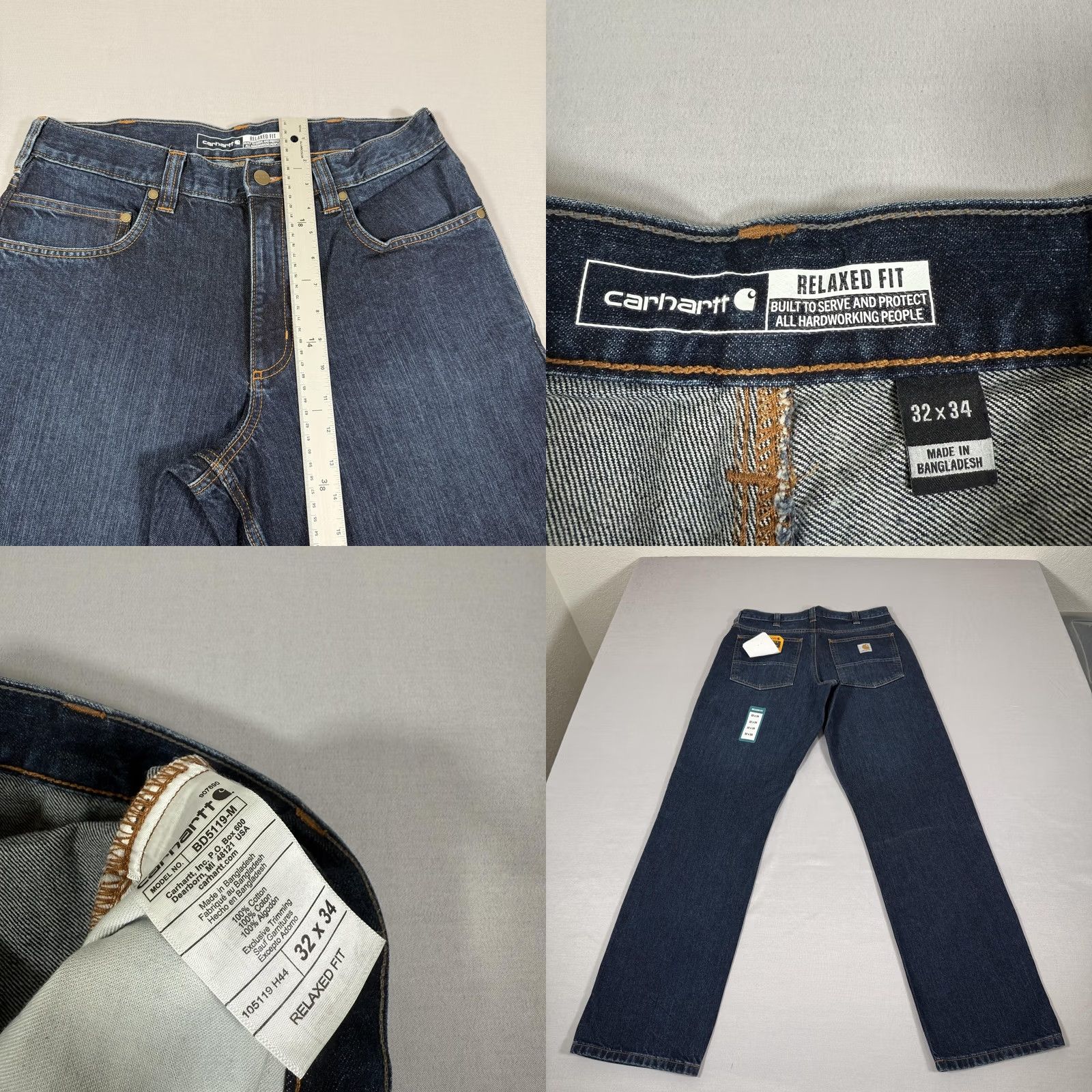 Carhartt Carhartt Jeans Mens 32x34 Blue Relaxed Straight Denim Pants Cotton Work New Size US 32 / EU 48 - 8 Thumbnail
