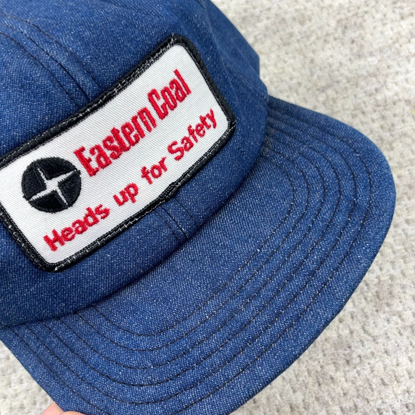 Vintage VINTAGE Eastern Coal Trucker Hat Cap Denim Made In USA 80s Mining Co Patch WV Mens One Size Blue Cotton Nylon Denim Adjustable Snapback Size ONE SIZE - 4 Thumbnail
