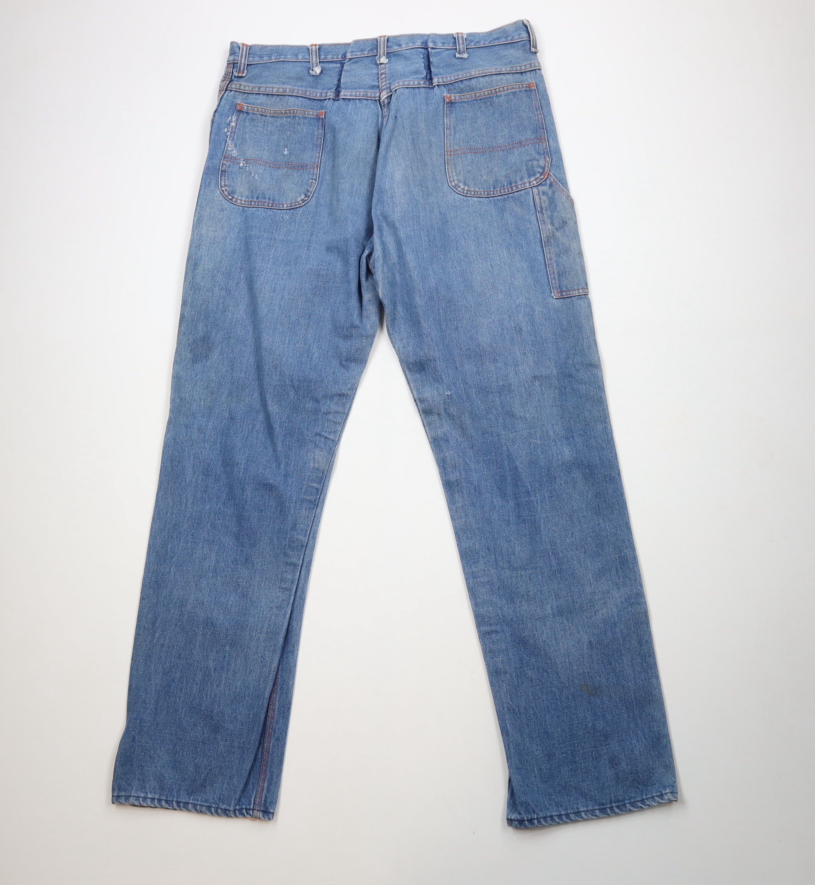 Big Mac × Vintage Vintage 70s Big Mac Wide Leg Dungaree Denim Jeans USA Size US 40 / EU 56 - 13 Thumbnail