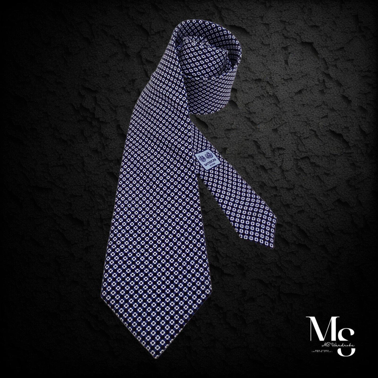 Battistoni BATTISTONI XL Blue Floral Luxury Silk Tie Made In Italy W: 3 Size ONE SIZE - 1 Thumbnail