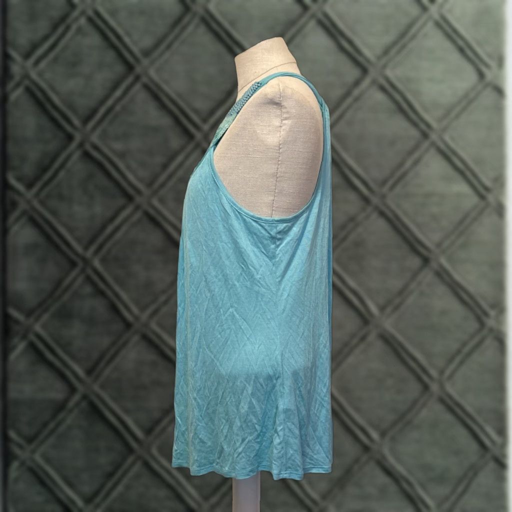 Bell NWT Vanity Tank Top L Ocean blue Beaded Sequin Scoop Neck Sleeveless Rayon Spandex Women's Regular Tank NWT Vanity Ocean blue L Beaded Sequin Size L / US 10 / IT 46 - 1 Thumbnail
