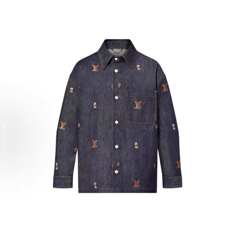 Louis Vuitton Louis Vuitton SS24 monogram logo embroidered denim shirt j Size US S / EU 44-46 / 1 - 1 Thumbnail