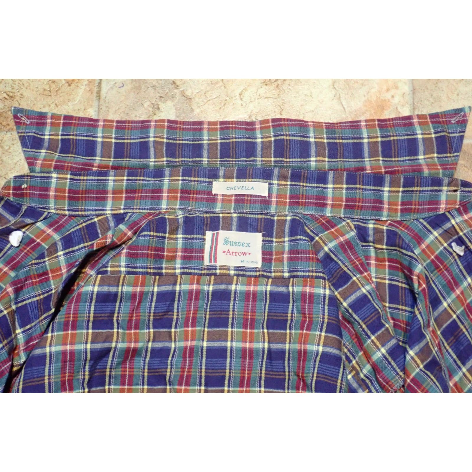 Arrow VINTAGE Arrow Mens Plaid Button Shirt Adult Medium Long Sleeve Cotton Navy Green Red 60s Retro Classic Casual Size US M / EU 48-50 / 2 - 4 Thumbnail