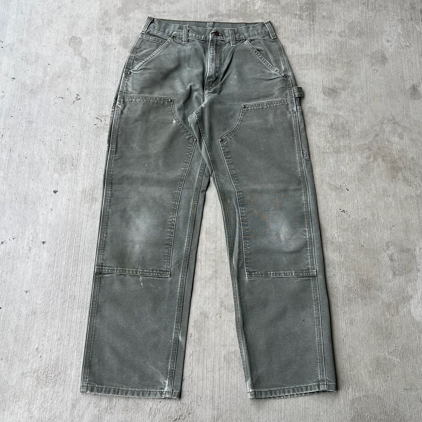 Carhartt × Vintage Carhartt faded green double knee work wear carpenter pants Size US 28 / EU 44 - 1 Thumbnail
