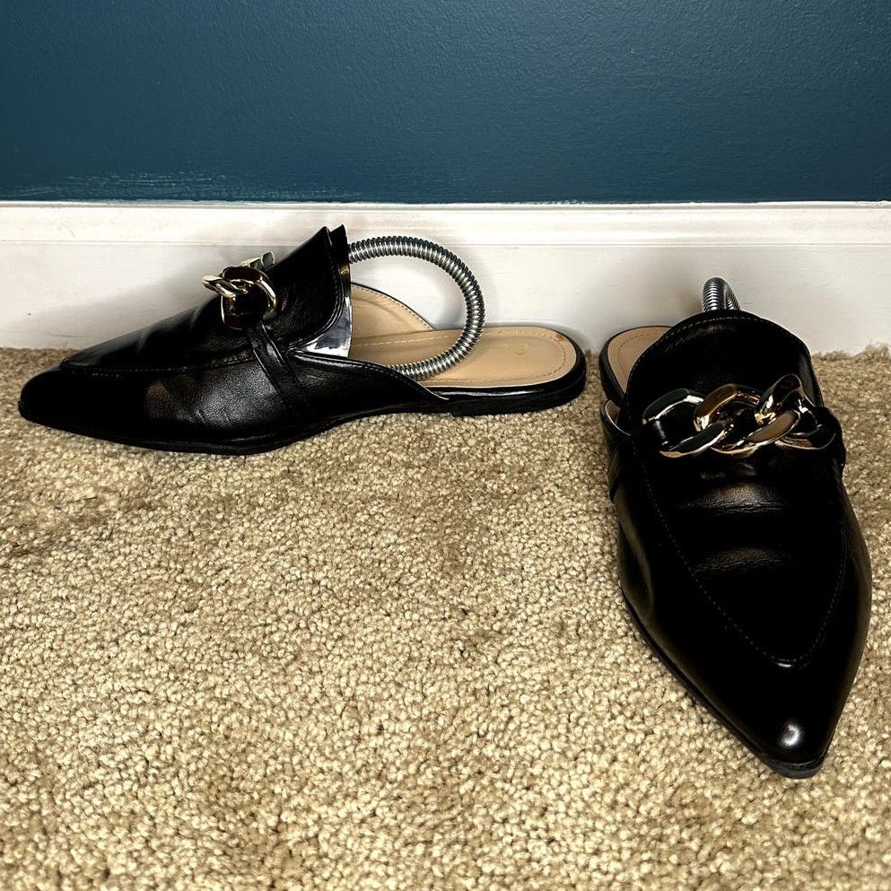 Other Bison Spirit Slip On Pointed Toe Flats Loafer Mules Black 7 Size US 7 / IT 37 - 6 Thumbnail