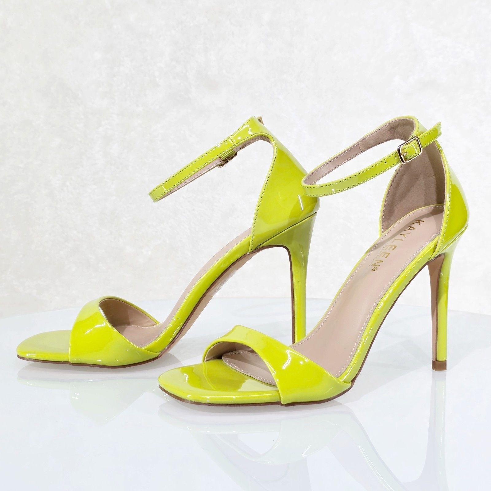 Other Kory Lime Green Patent Stiletto High Heels Ankle Strap Open Size US 5.5 / IT 35.5 - 2 Thumbnail