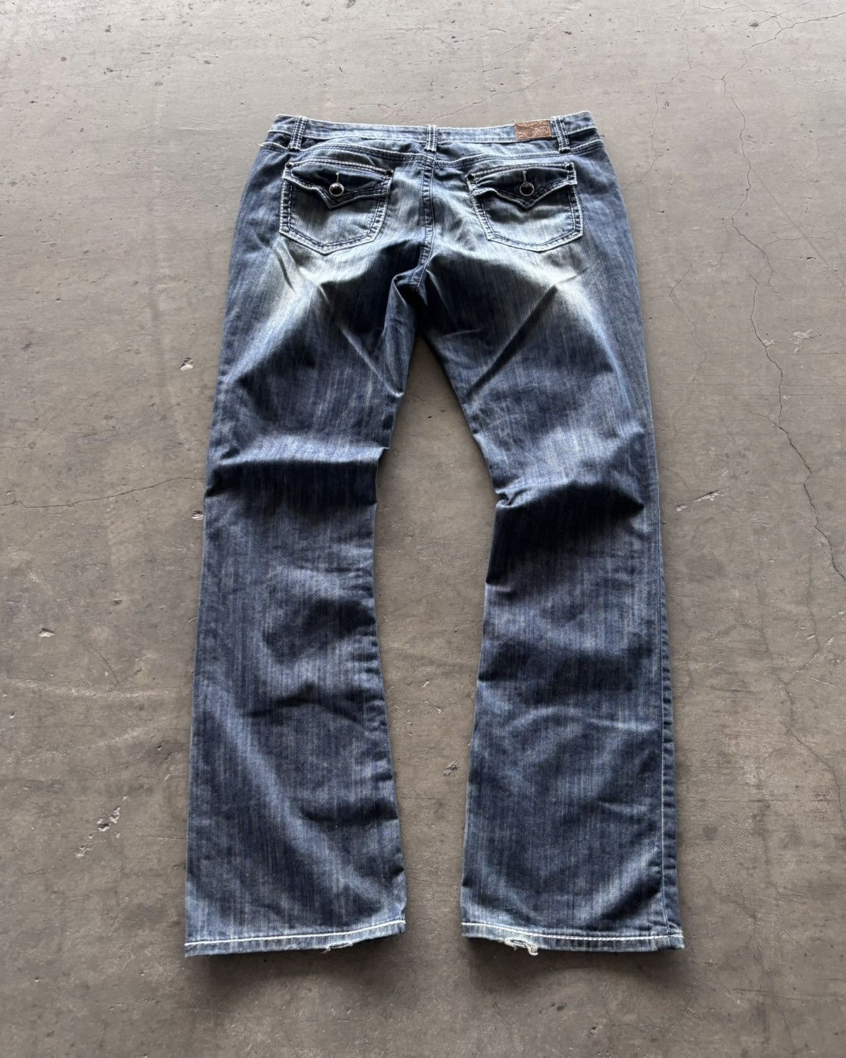 If Six Was Nine × KMRii × Le Grande Bleu (L.G.B.) 14th addiction Kmrii Style Trashed Flared Denim Jeans Size US 31 - 6 Thumbnail