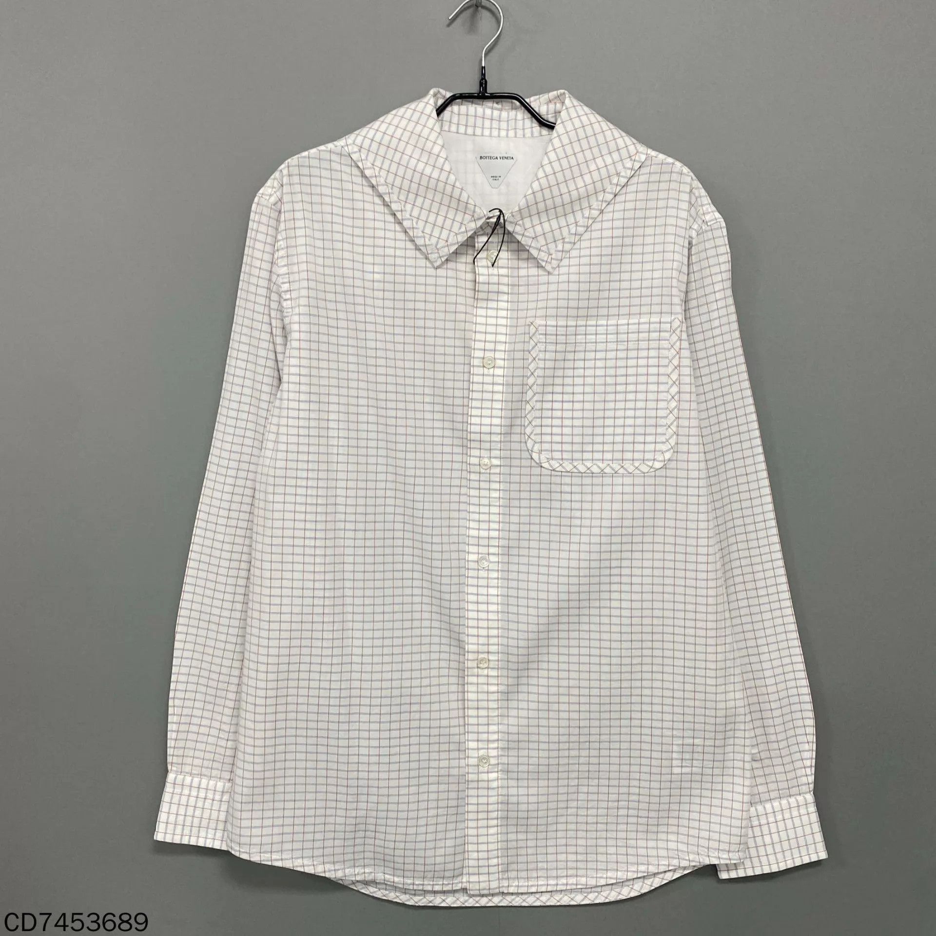 Bottega Veneta BOTTEGA VENETA white micro check neck French knot shirt Size M / US 6-8 / IT 42-44 - 1 Thumbnail