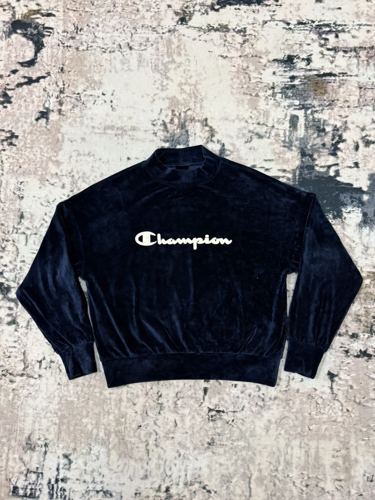 Champion × Japanese Brand Champion Velvet Cropped Sweatshirt Size L / US 10 / IT 46 - 3 Thumbnail