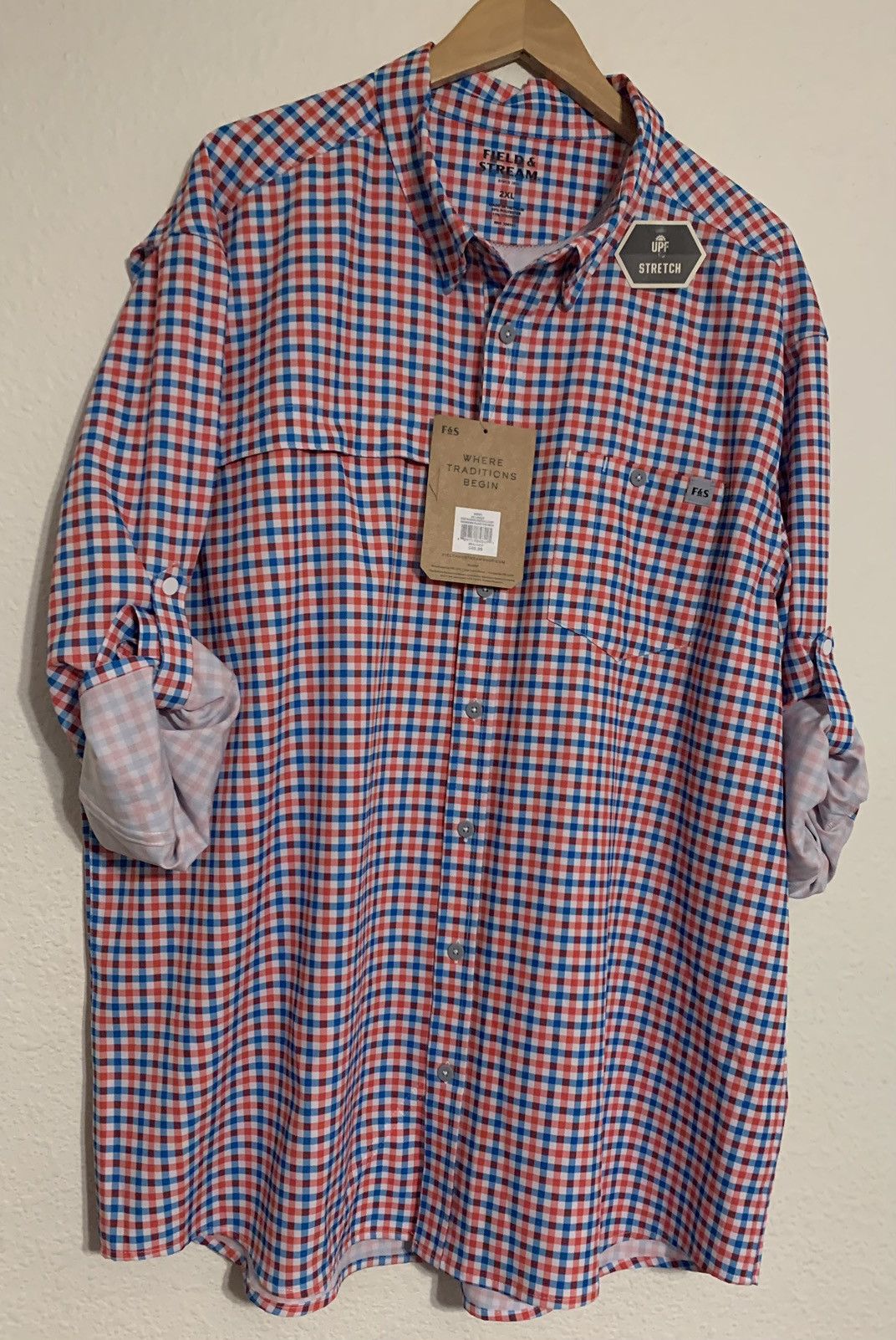 Field & Stream Field & Stream Fishing Shirt UPF 30 Red Pink Blue Plaids Size US XXL / EU 58 / 5 - 1 Thumbnail