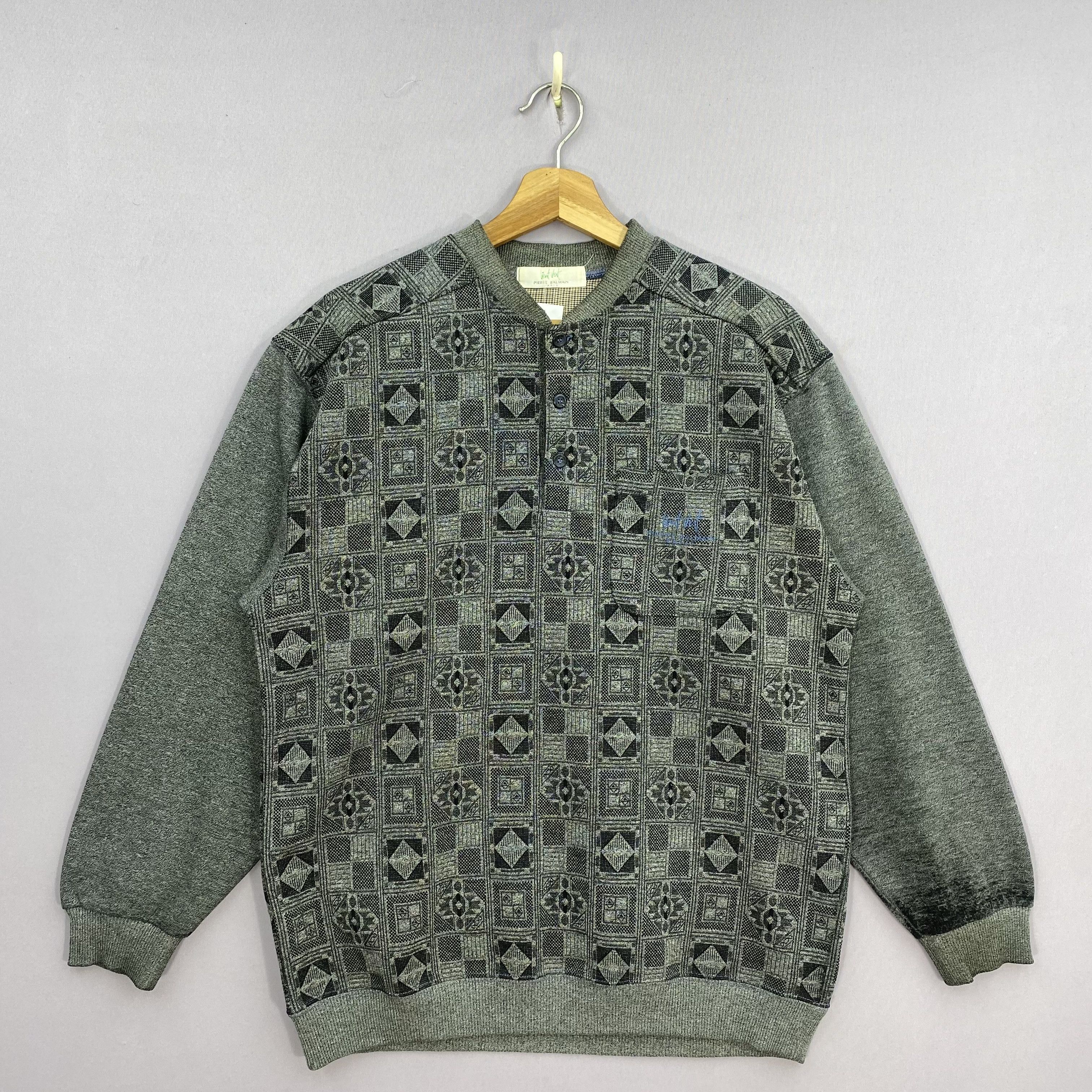 Pierre Balmain Vintage 90s Pierre Balmain Sweatshirt Geometric Sweater Size M / US 6-8 / IT 42-44 - 2 Thumbnail