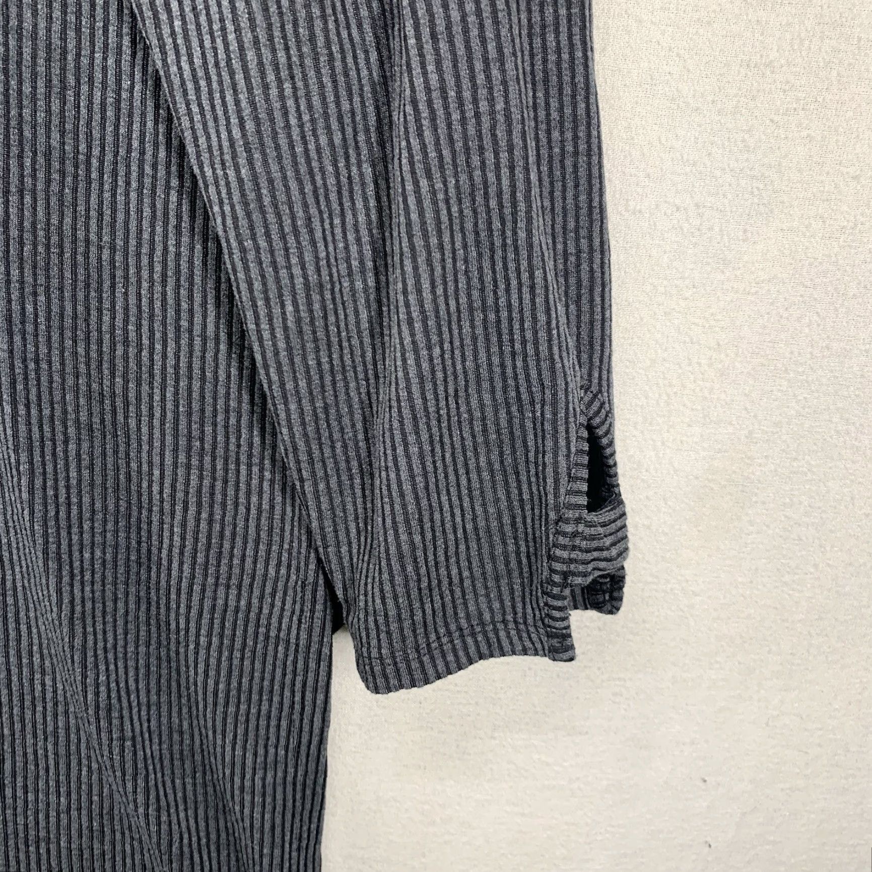 Vintage Mittoshop Ladies Shift Dress M Gray Striped Natural Neutral Lagenlook Rayon Size M / US 6-8 / IT 42-44 - 6 Thumbnail