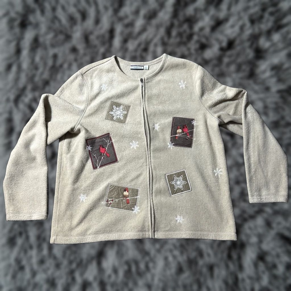 Croft & Barrow VINTAGE Croft & Barrow Sweater Full Zip Women XL Beige 90s Bird Snowflakes Christmas Holiday Winter Cozy Cottagecore Mens? Women? Size XL / US 12-14 / IT 48-50 - 1 Thumbnail