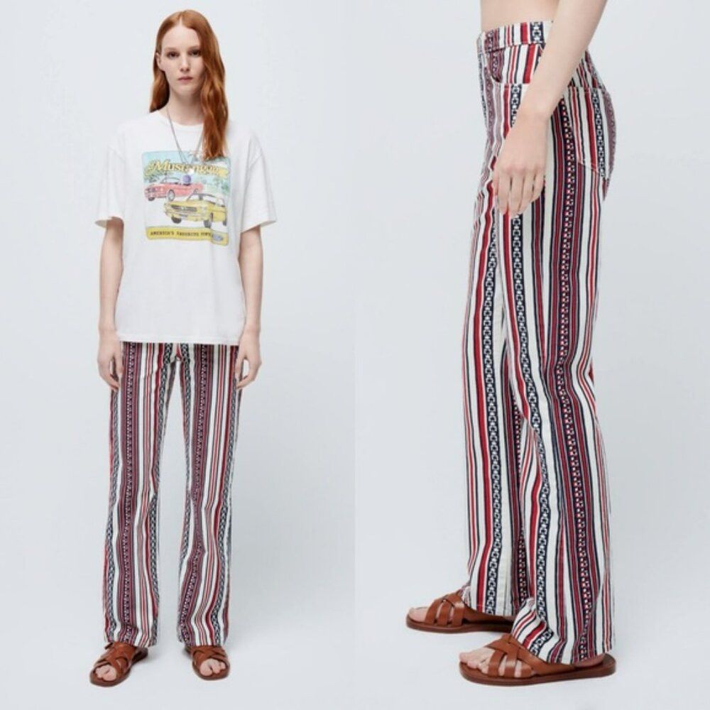 RE/DONE NWT New $395 Re/Done Ford 70s Bootcut High Rise Waist Star Size 29" - 2 Thumbnail