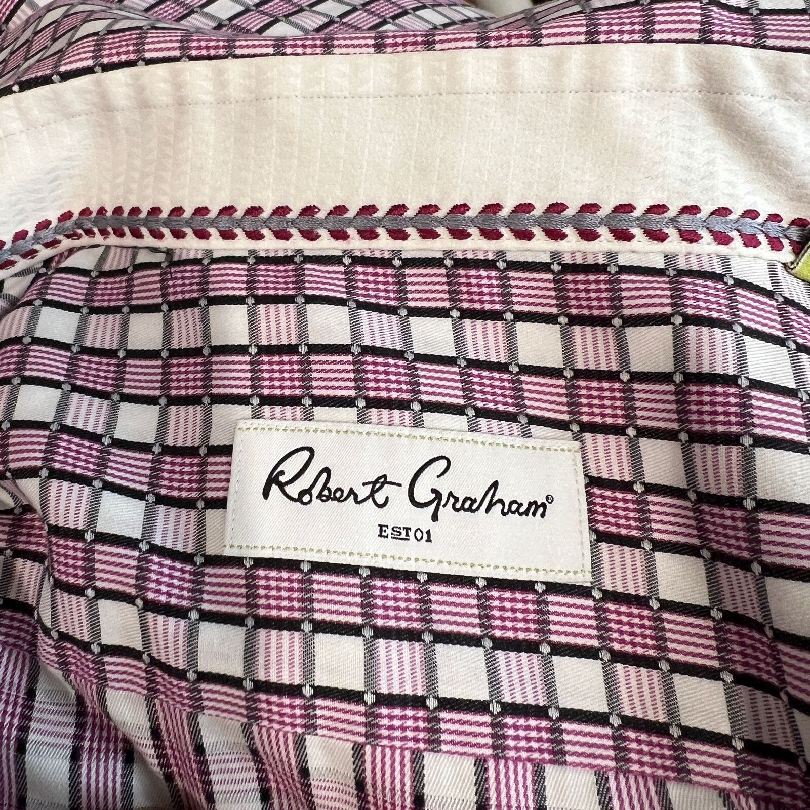 Vintage Robert Graham Button Down Shirt Check Grid Print Size US M / EU 48-50 / 2 - 3 Thumbnail
