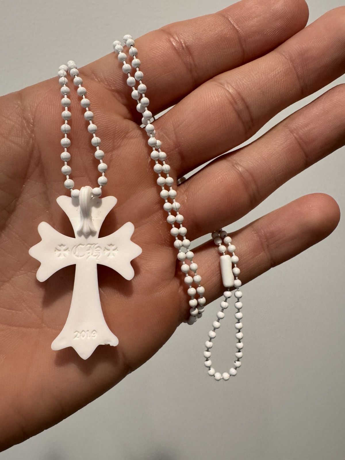 Chrome Hearts Rubber Small CH Cross Silicon Necklace White Chrome