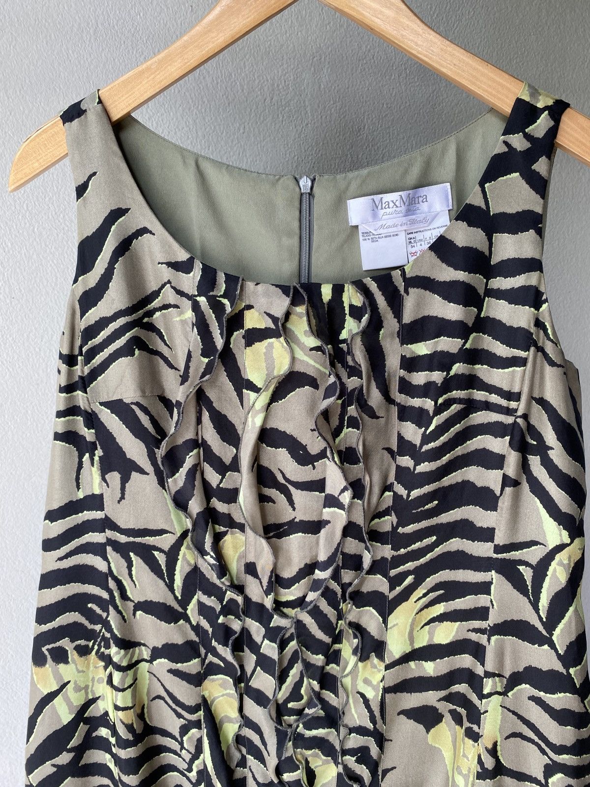 Max Mara Maxmara Green Tiger Printed dress. Size S / US 4 / IT 40 - 16 Thumbnail