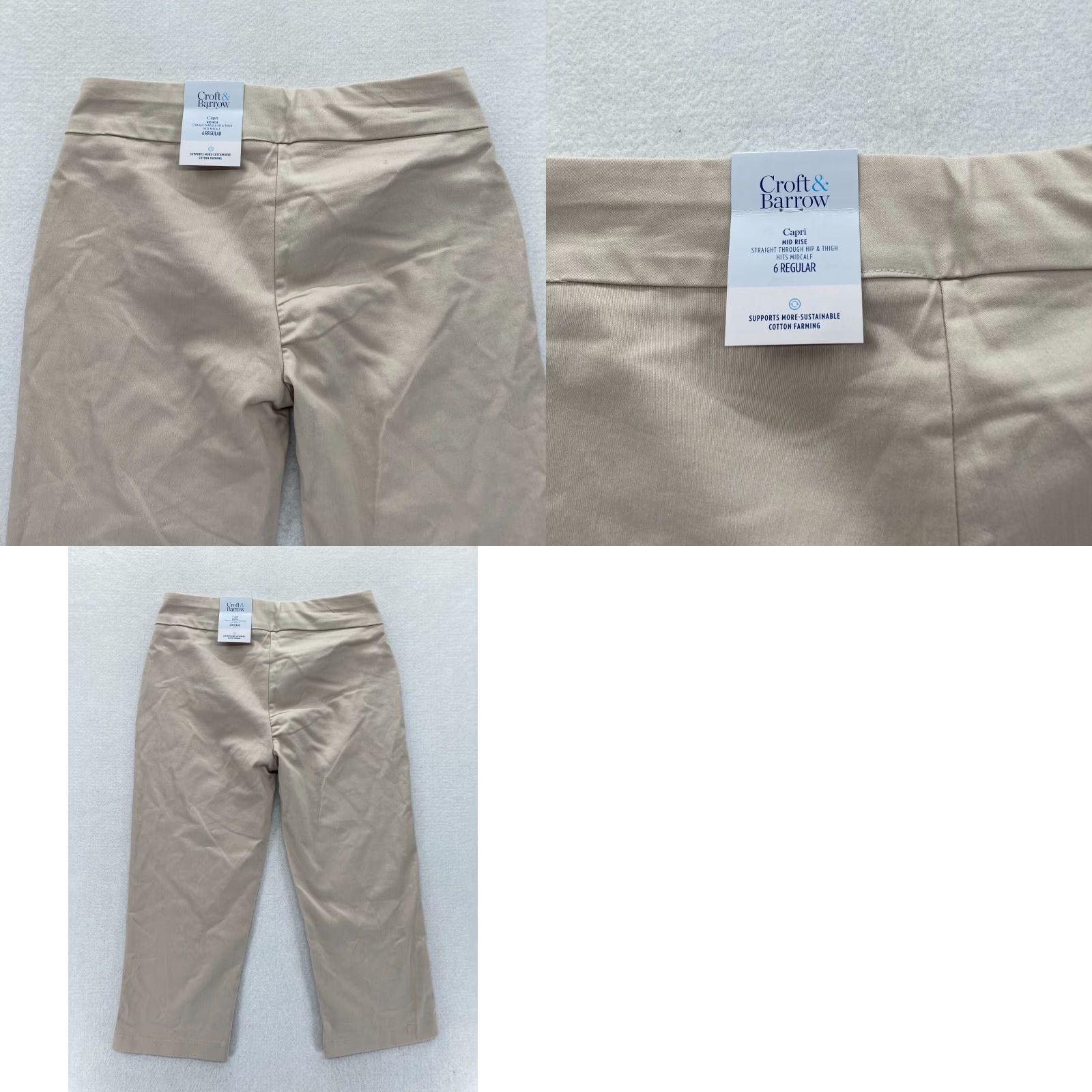 Croft & Barrow Croft & Barrow The Effortless Stretch Capri Women's 6 Beige Pull On NWT Slim Straight Capris for Women Size ONE SIZE - 9 Thumbnail