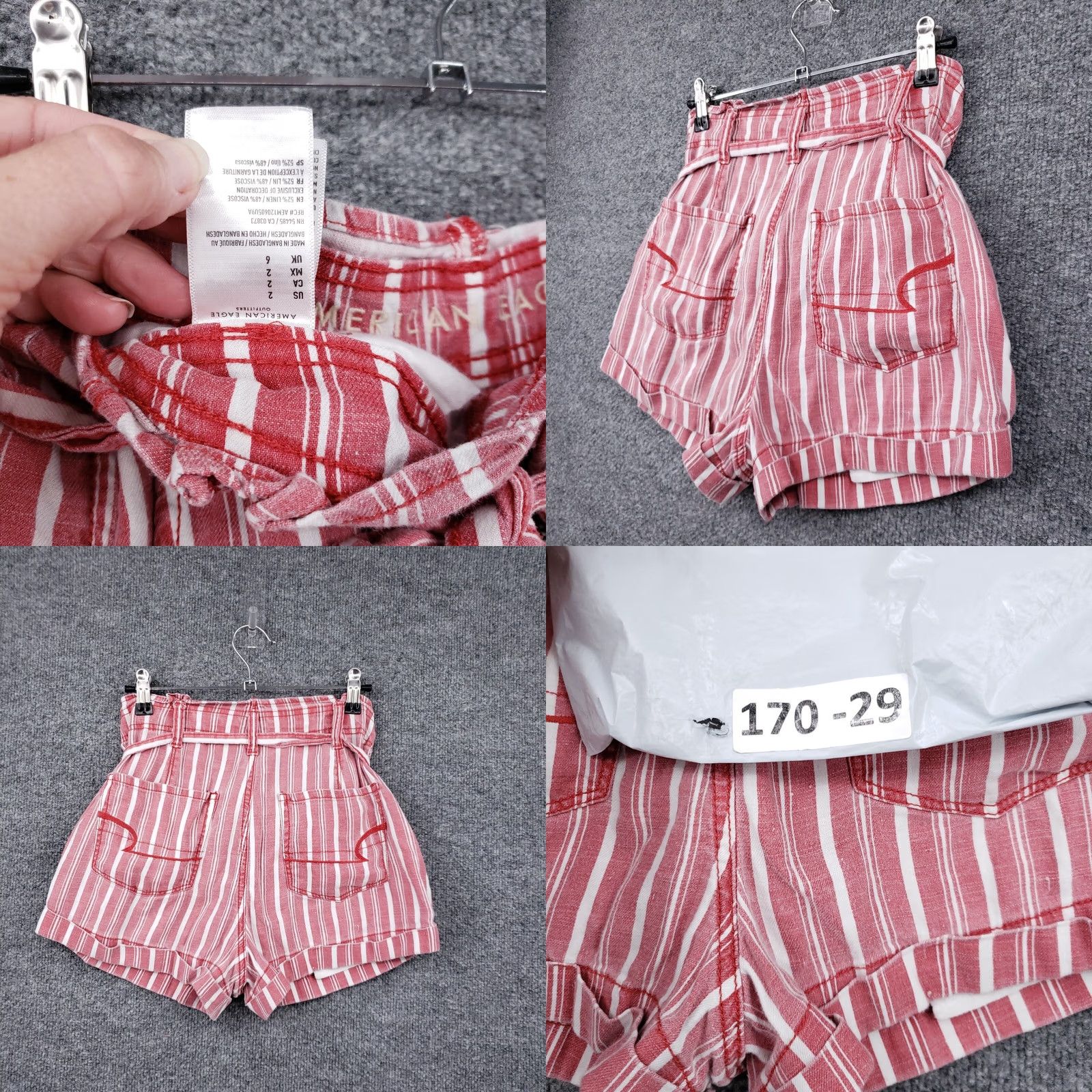 American Eagle Outfitters American Eagle Womens Shorts Size 2 Paper Bag Red White Striped High Rise Summer Size 26" / US 2 / IT 38 - 8 Thumbnail