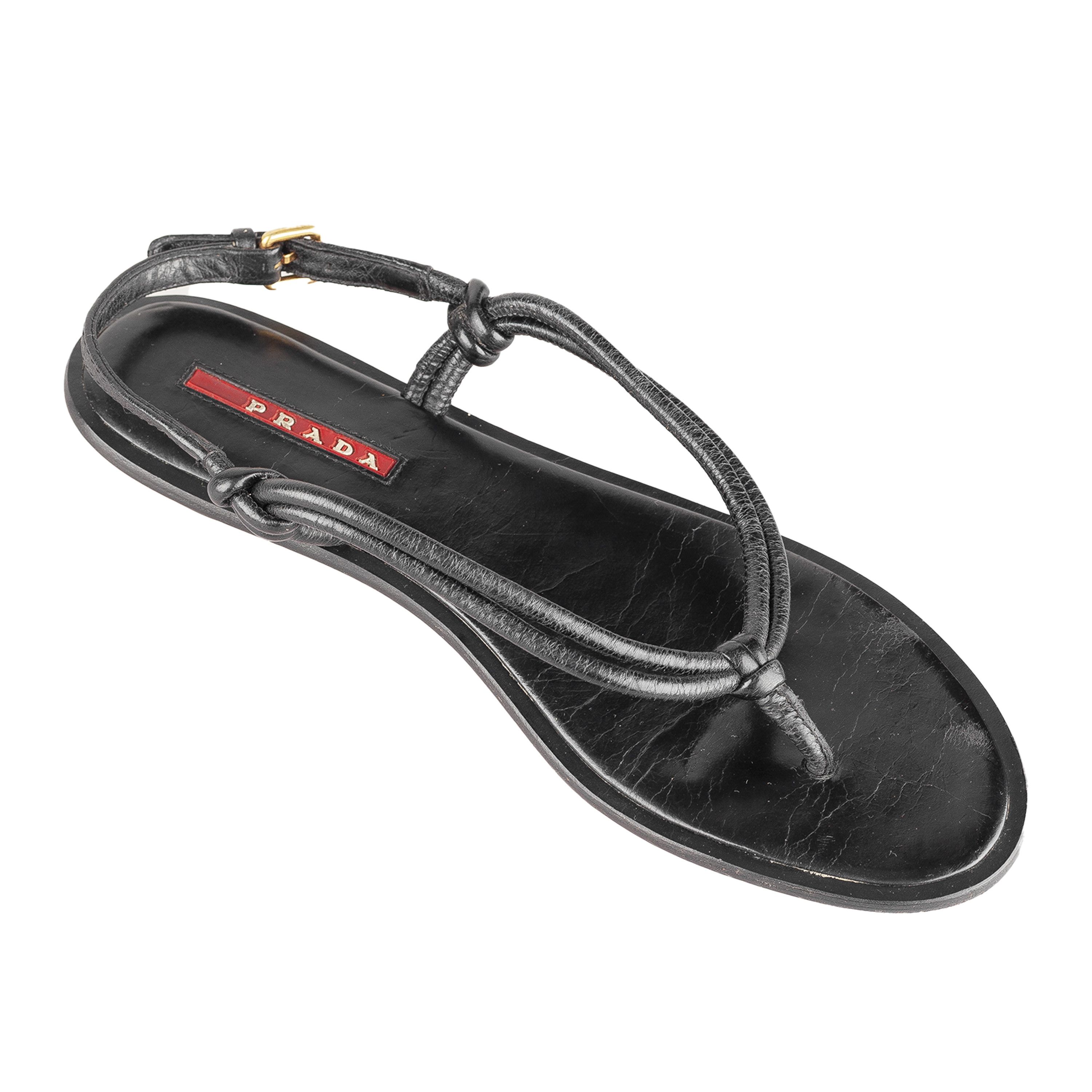 Prada Prada Sport Vintage Black Flat Thong Sandals (38 IT / 38 EU) Size US 7 / IT 37 - 2 Thumbnail