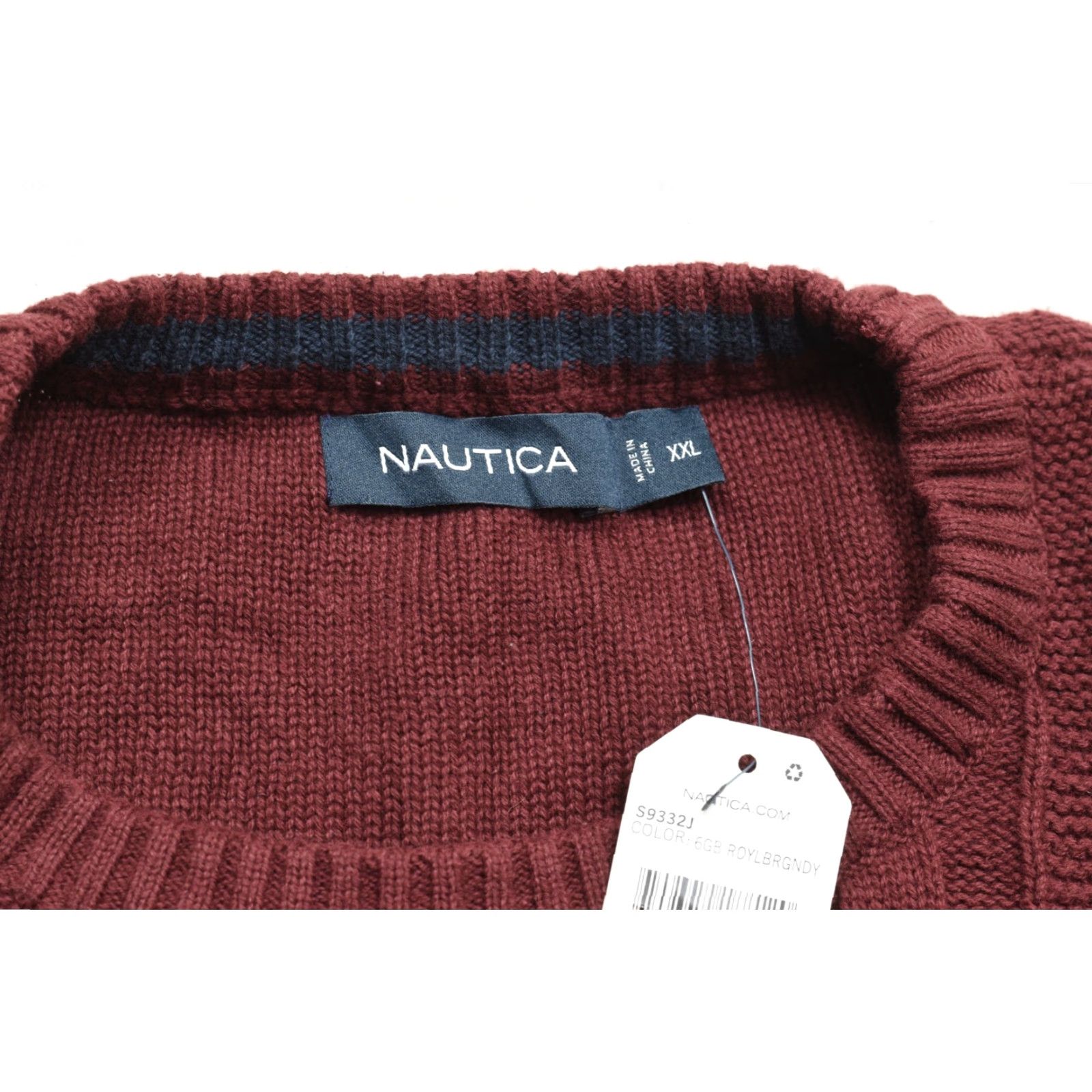Nautica Nautica Sweat er Crewneck Pullover Knit Cable XXL Royal Burgundy Red Cotton Men’s Size US XXL / EU 58 / 5 - 6 Thumbnail