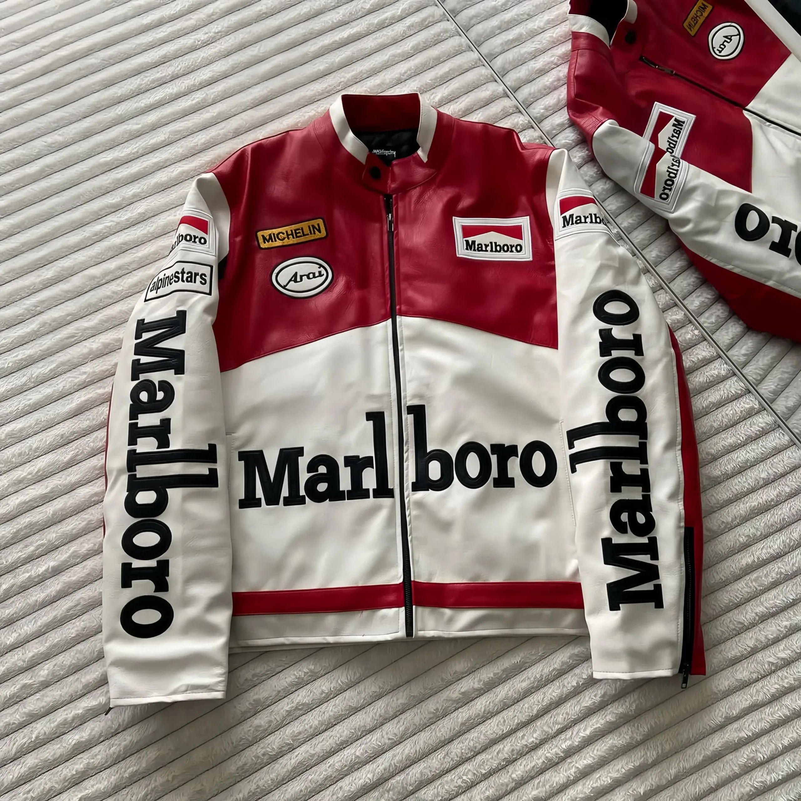 Marlboro Retro Marlboro Jacket – Vintage Racing F1 Style Red/White Size US XL / EU 56 / 4 - 1 Thumbnail
