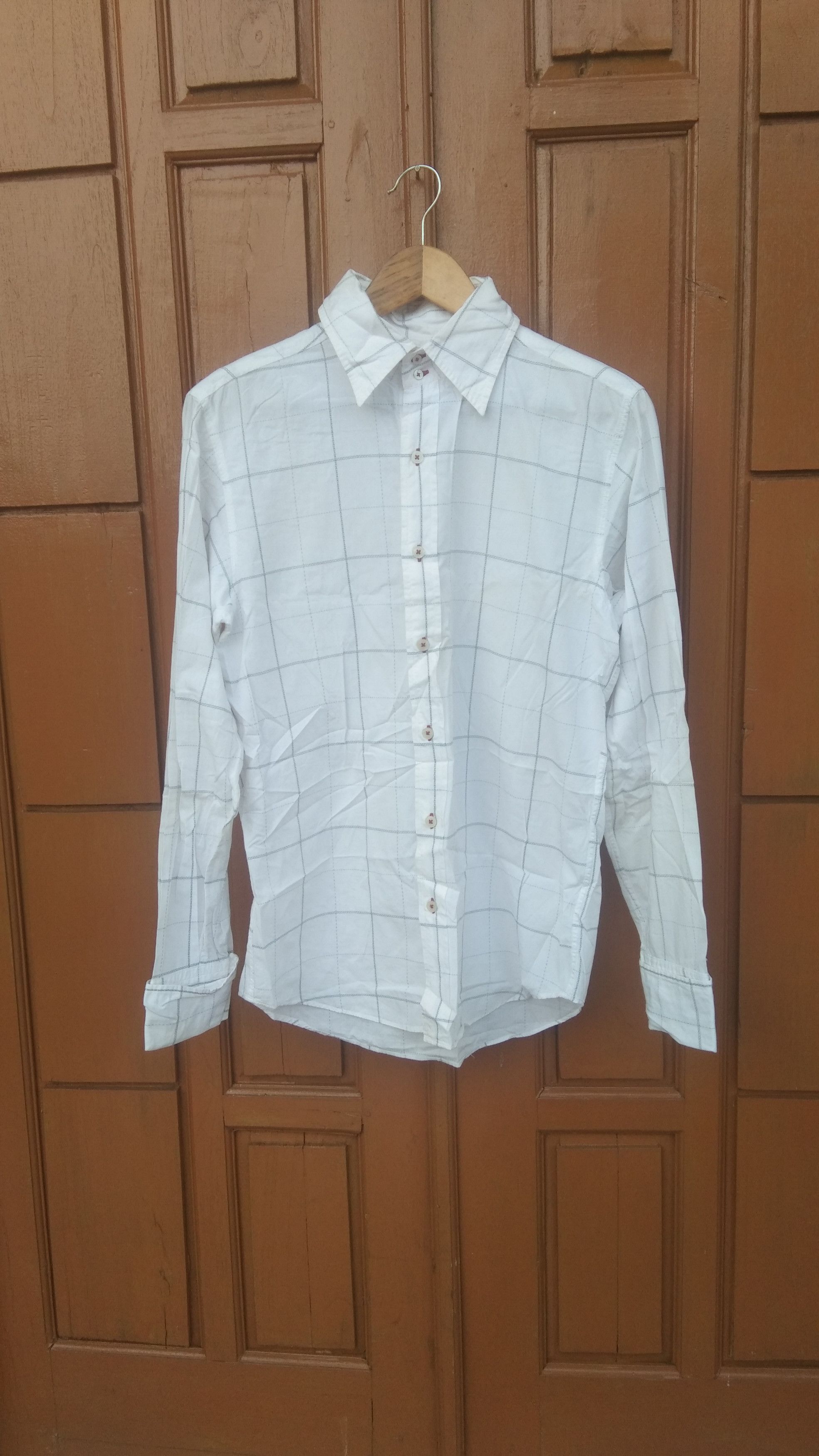 Katharine hamnet plaid white button shirt