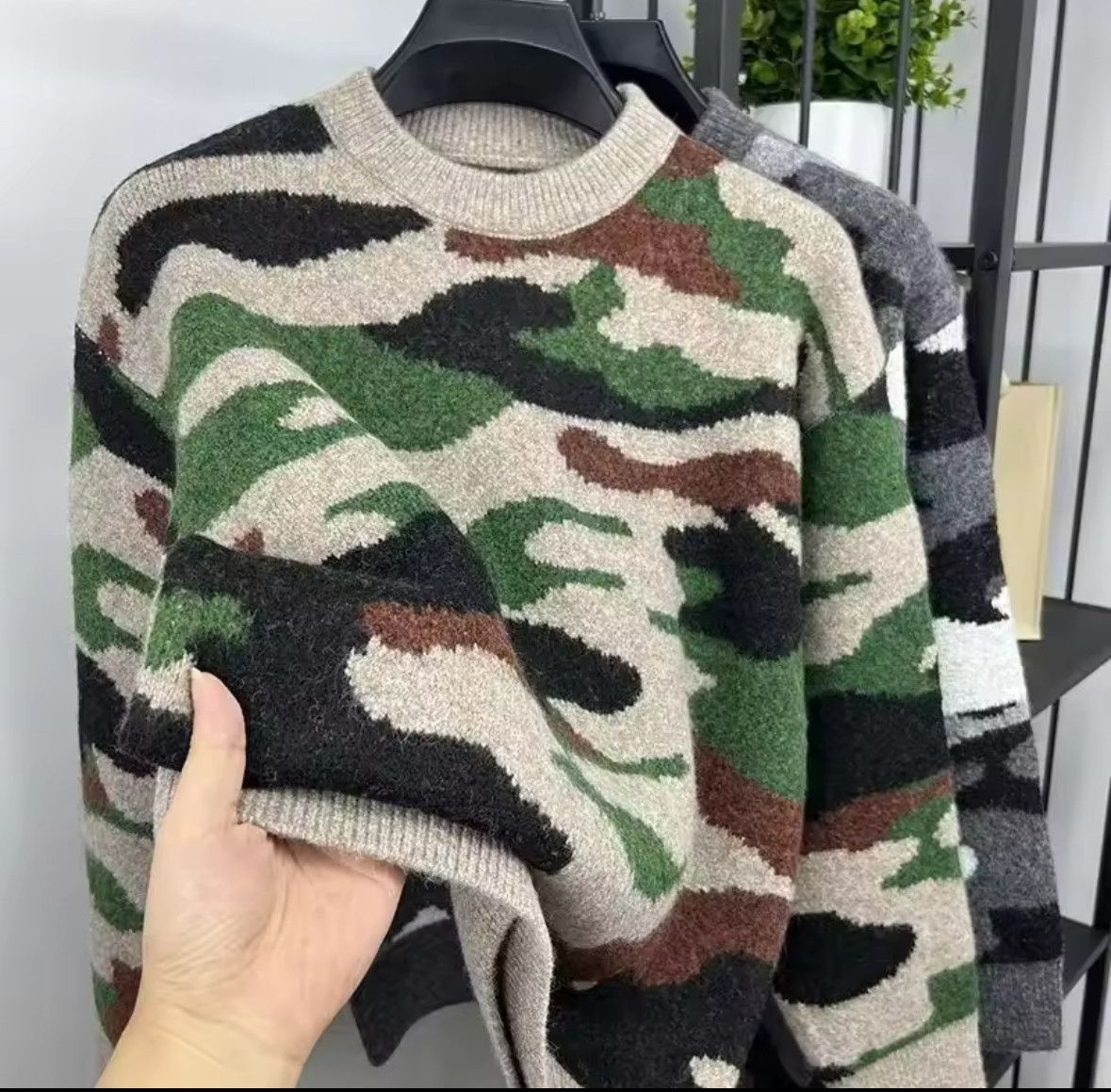 Other Street Kpop Camouflage Sweater Jacquard Knitted Sweatshirt Size US L / EU 52-54 / 3 - 1 Thumbnail
