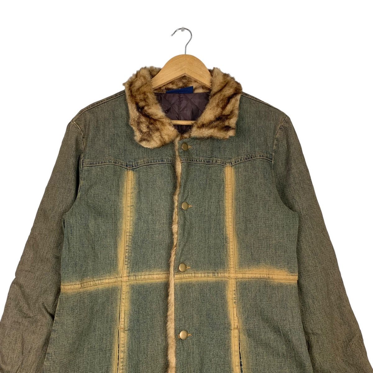 Japanese Brand COMPLETE GIRL Faux Fur Rusty Denim Overcoat Jacket #1054-C48 Size S / US 4 / IT 40 - 2 Thumbnail