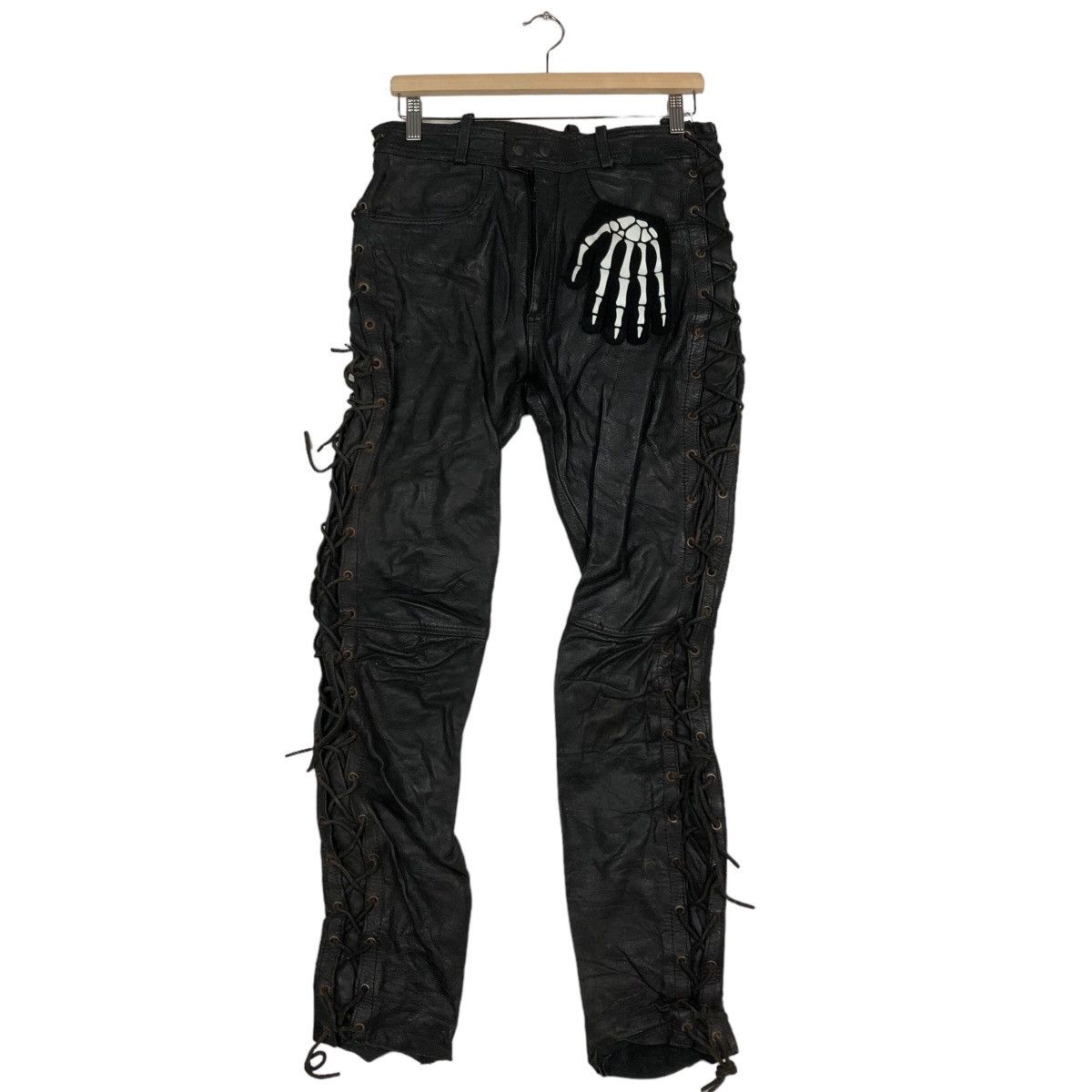Genuine Leather 🔥Rare Bondage Punk Style Genuine Leather Pants Parachute Size US 30 / EU 46 - 2 Thumbnail