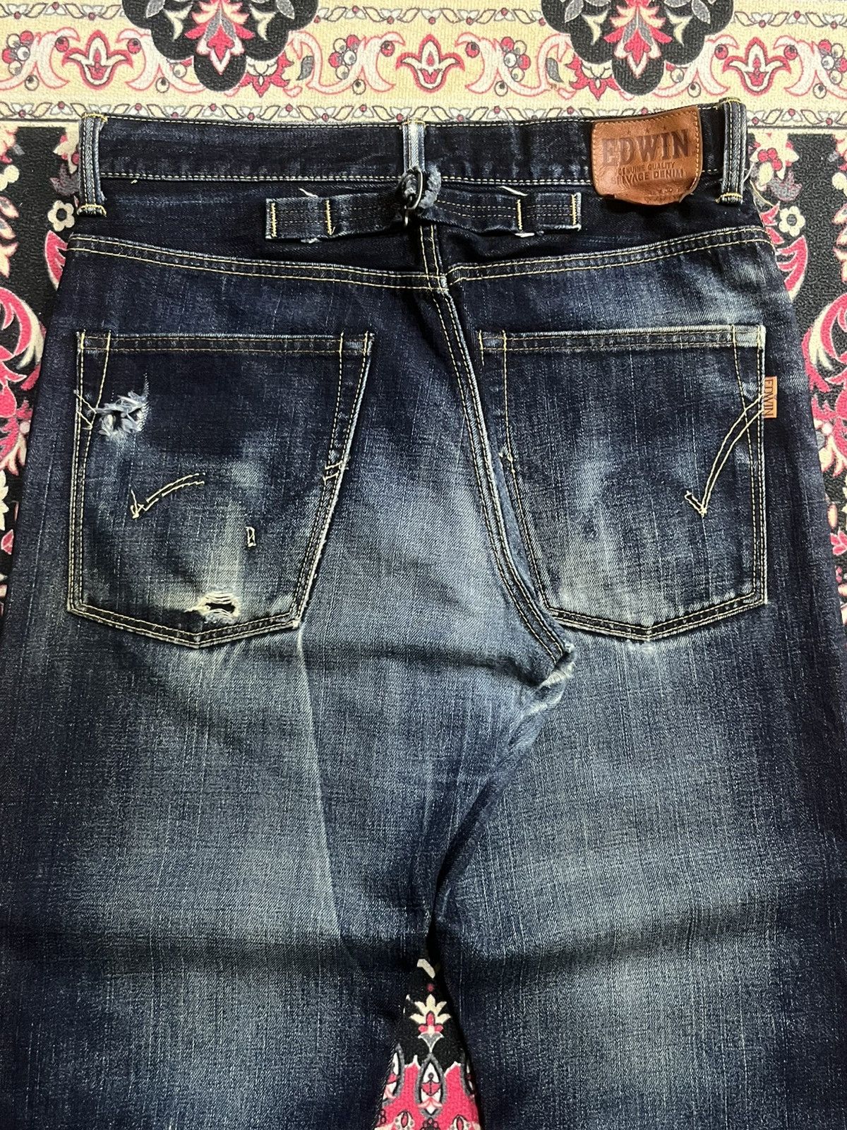 Kapital ⚡️Vintage⚡️Edwin 505Z Blue Washed Buckle Back Selvedge Jeans Size US 30 / EU 46 - 9 Thumbnail