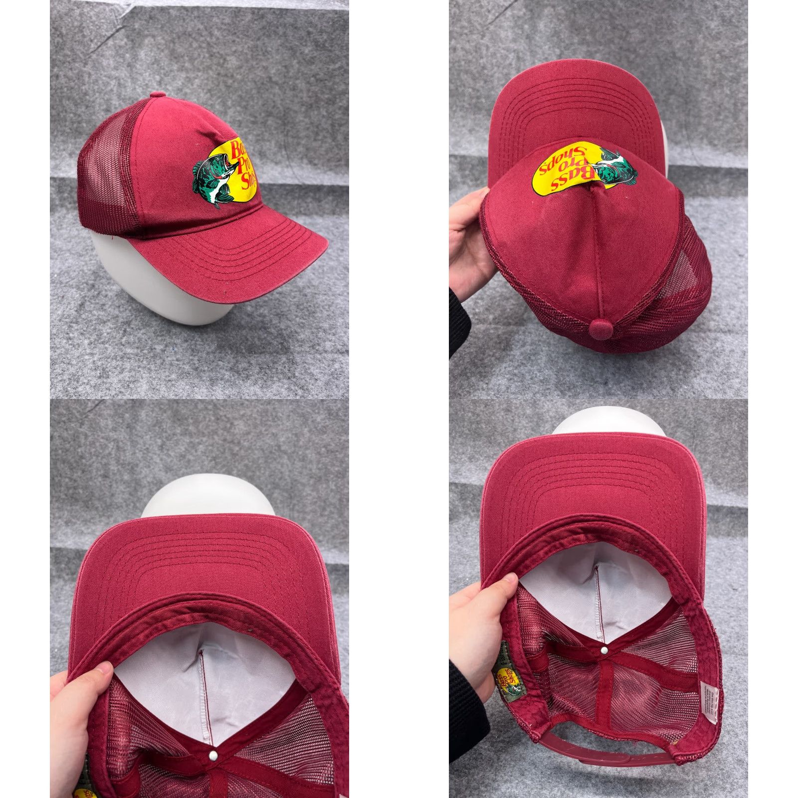 Bass Pro Shops Bass Pro Shops Hat Cap Snap Back Adult Red Cotton Trucker Hat Adjustable Men Fish Logo Twill Pattern Solid Size ONE SIZE - 8 Thumbnail